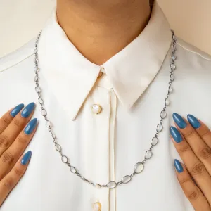 Antique Silver Moonstone Riviere Necklace, 28.45ct