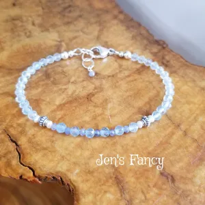 Aquamarine Gemstone Bracelet Sterling Silver