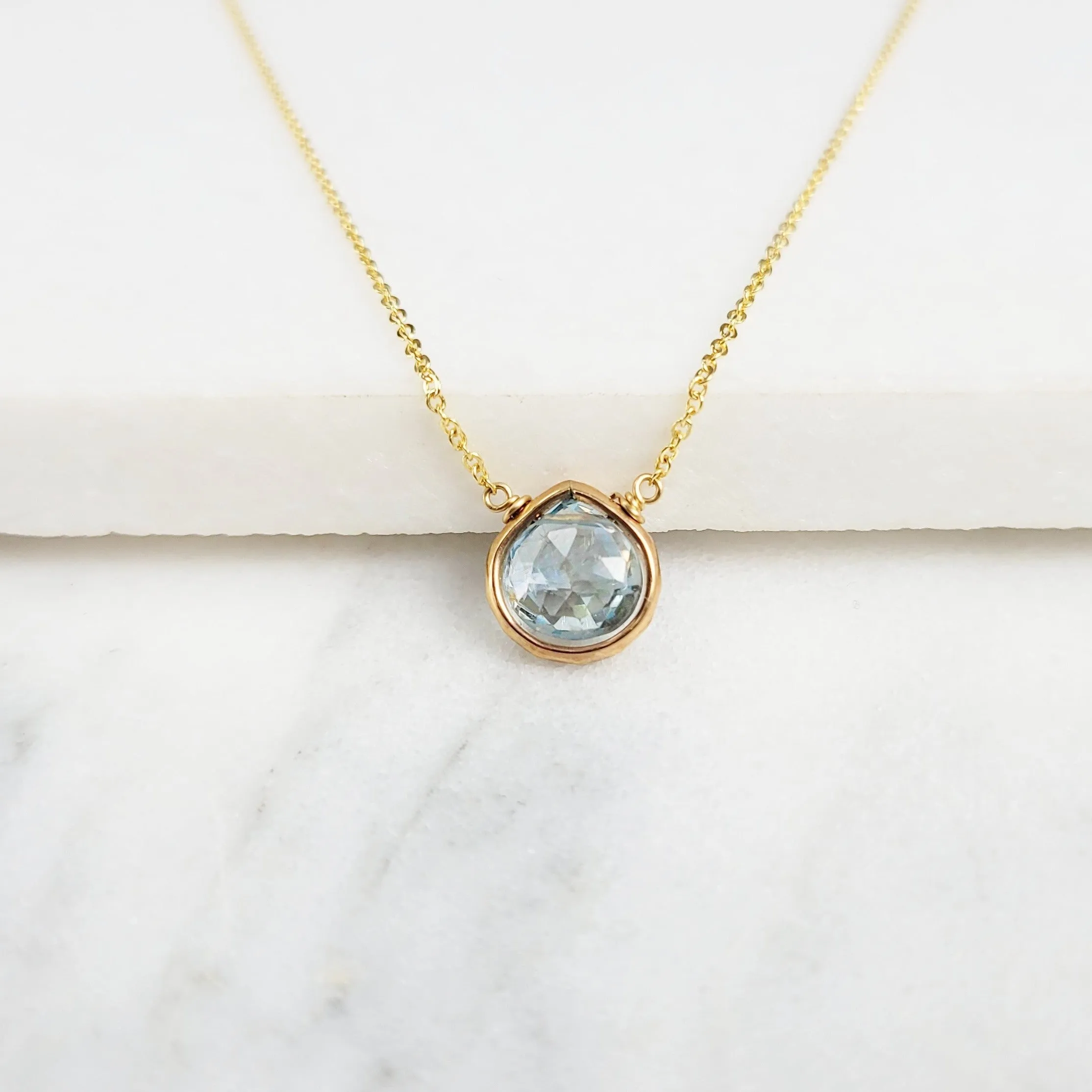 Aquamarine Heart Briolette Pendant Necklace