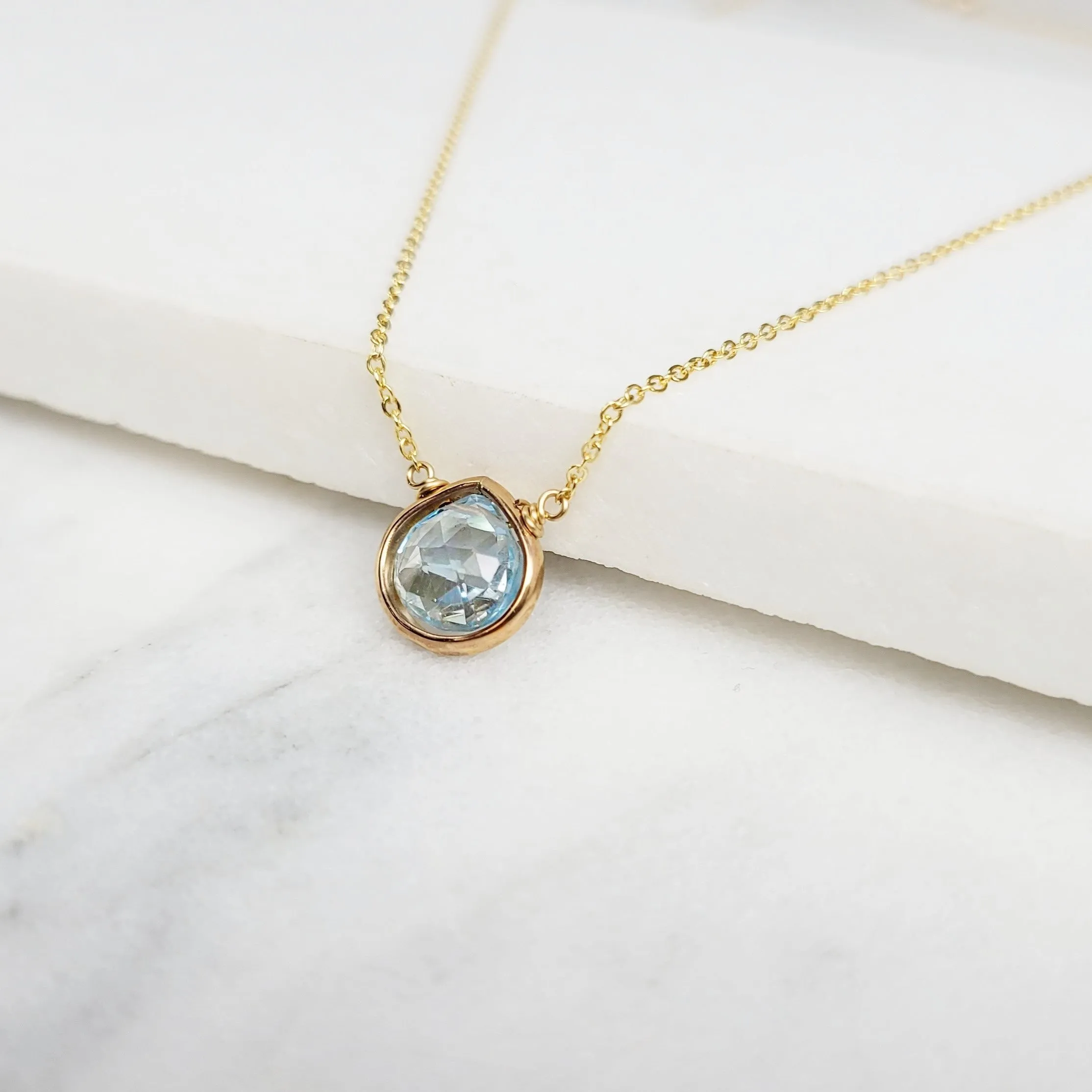 Aquamarine Heart Briolette Pendant Necklace