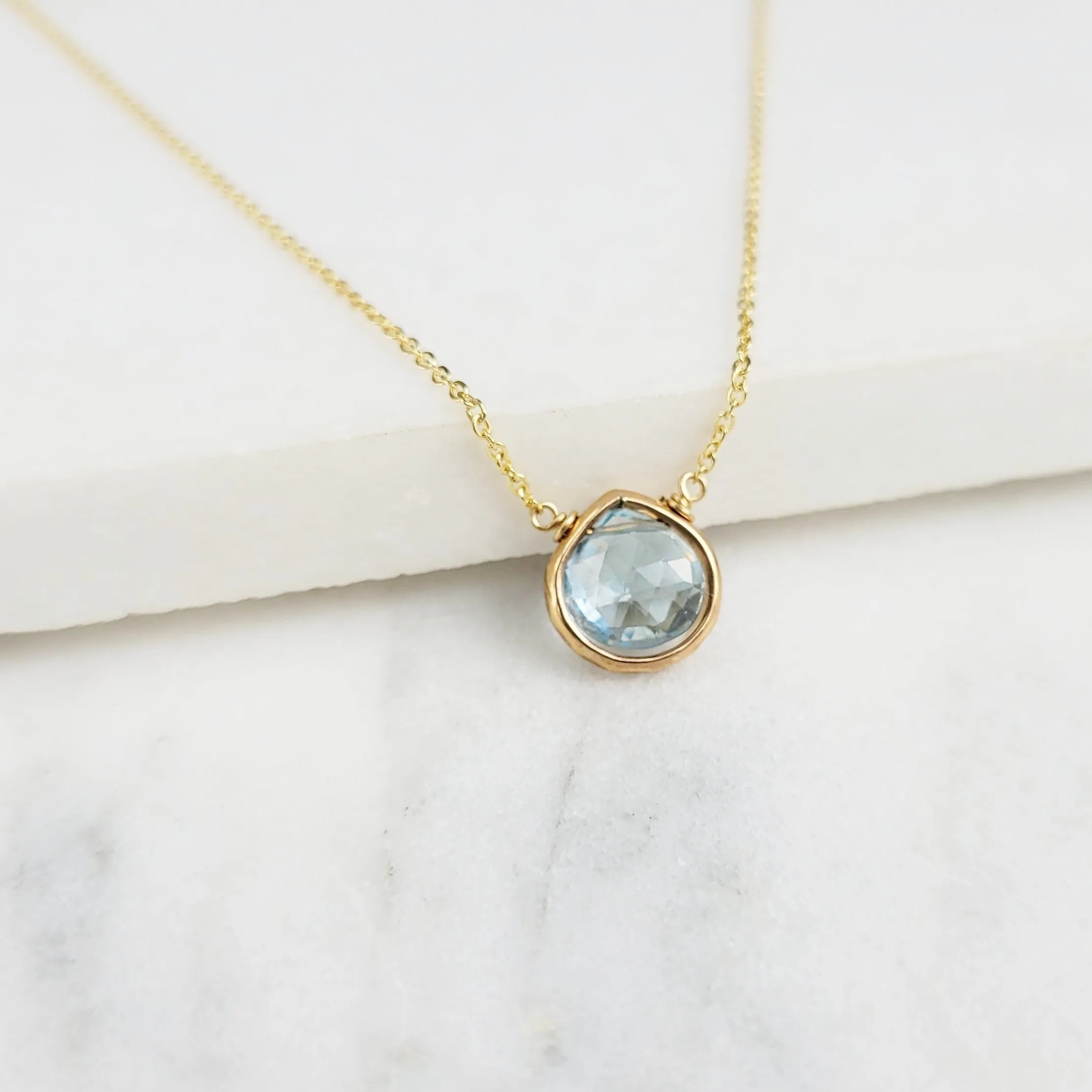 Aquamarine Heart Briolette Pendant Necklace