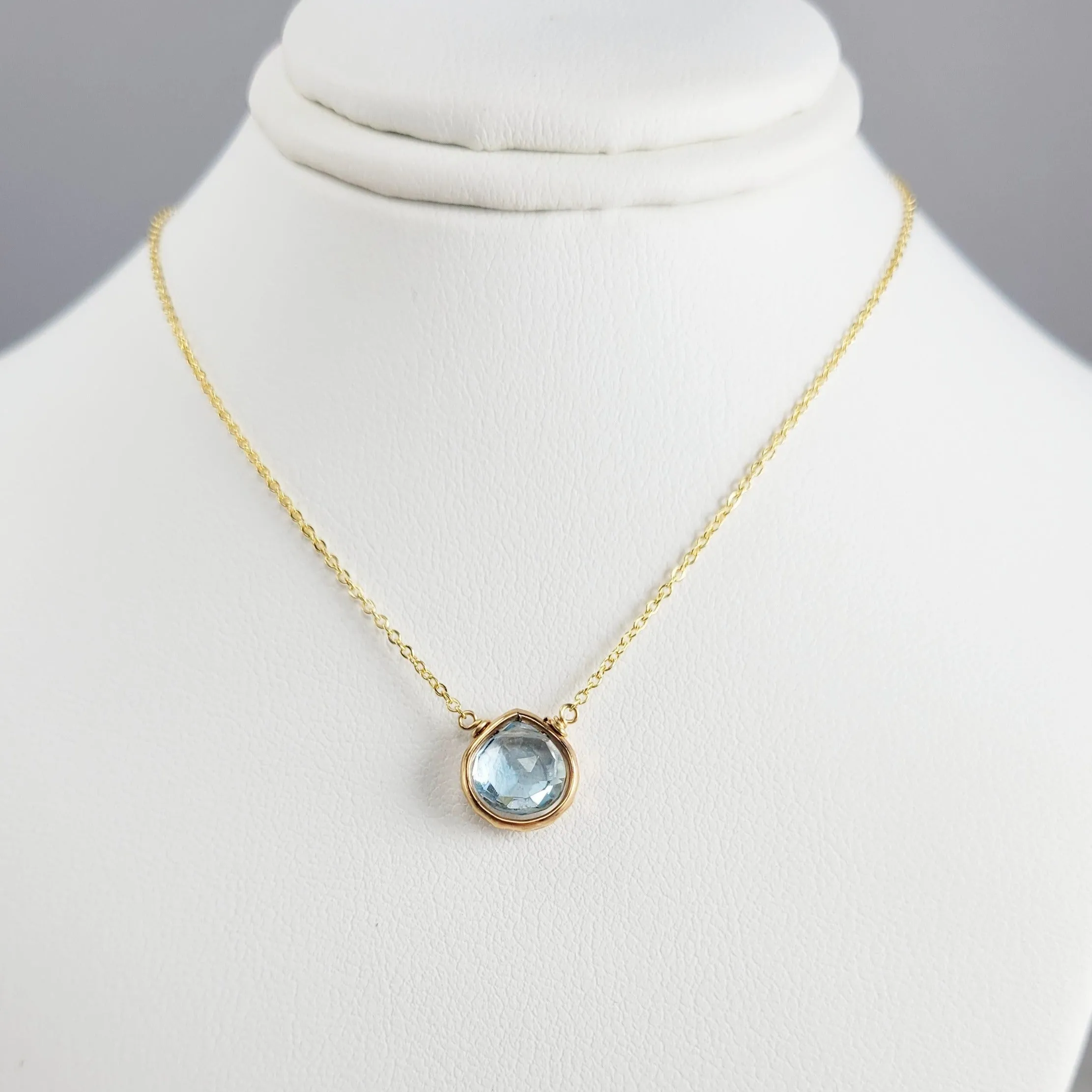 Aquamarine Heart Briolette Pendant Necklace