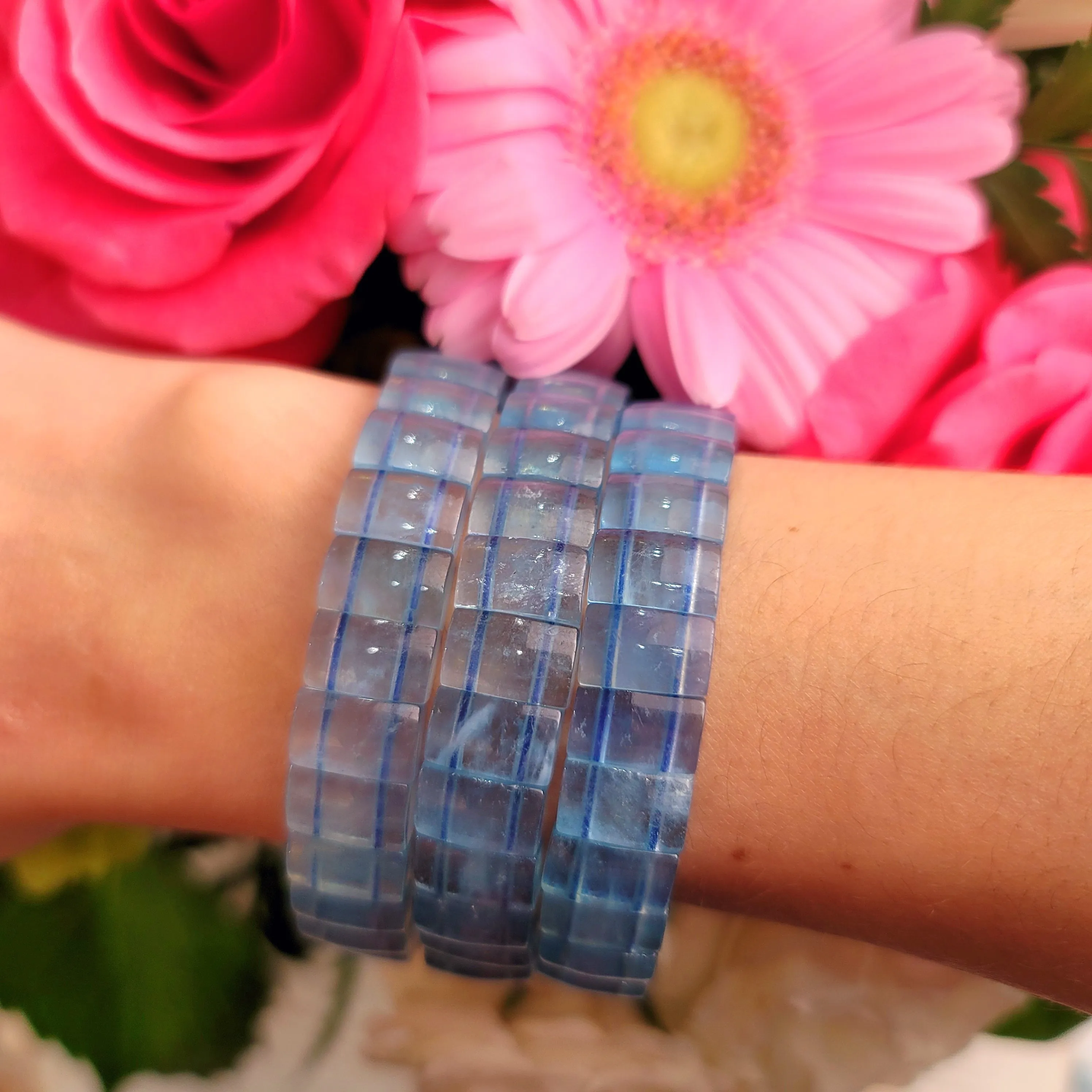 Aquamarine Stretchy Bangle Bracelet for Calm Communication