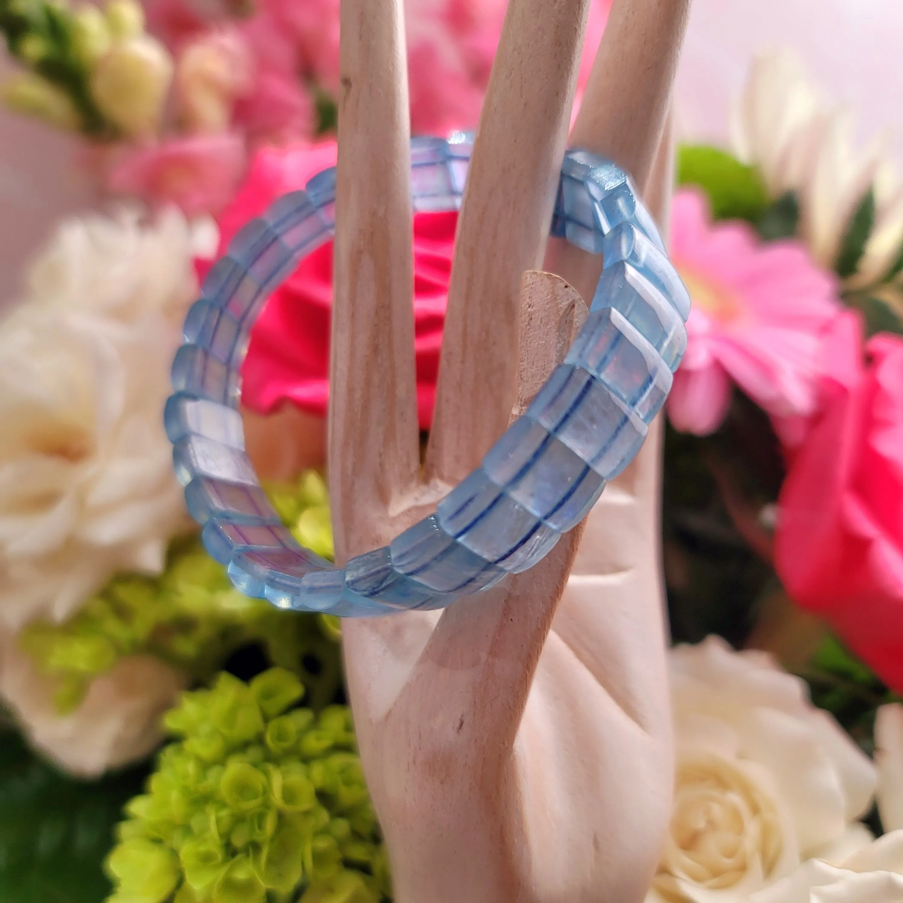 Aquamarine Stretchy Bangle Bracelet for Calm Communication