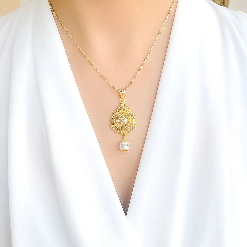 Attractive Two-Tone Gold Pendant Set