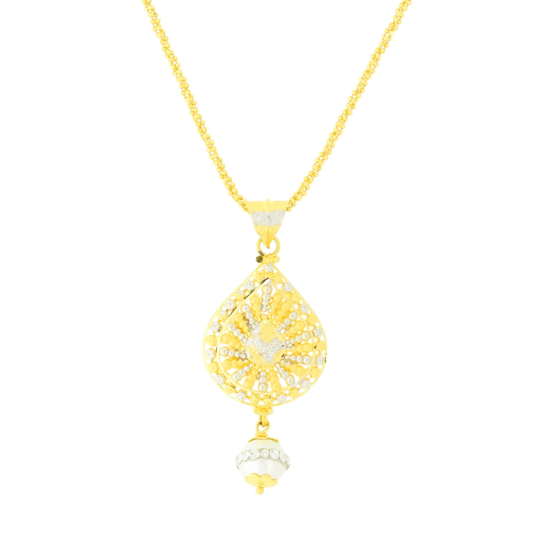 Attractive Two-Tone Gold Pendant Set