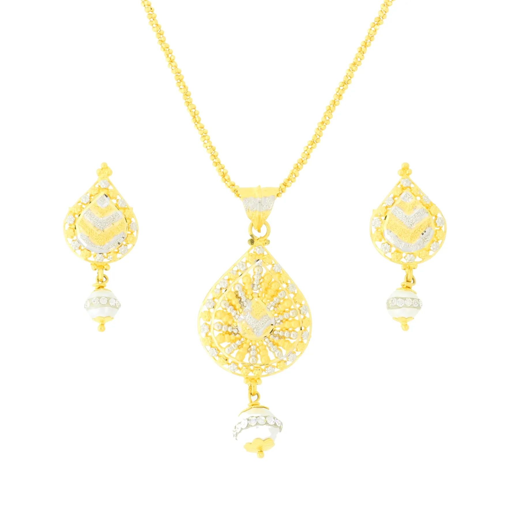 Attractive Two-Tone Gold Pendant Set