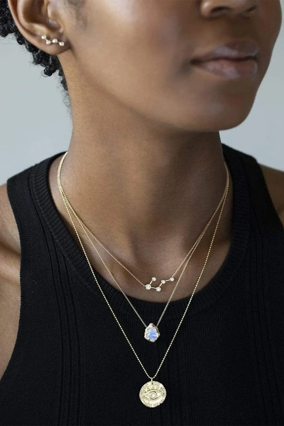 Baby Queen Water Drop Moonstone Full Pave Diamond Necklace