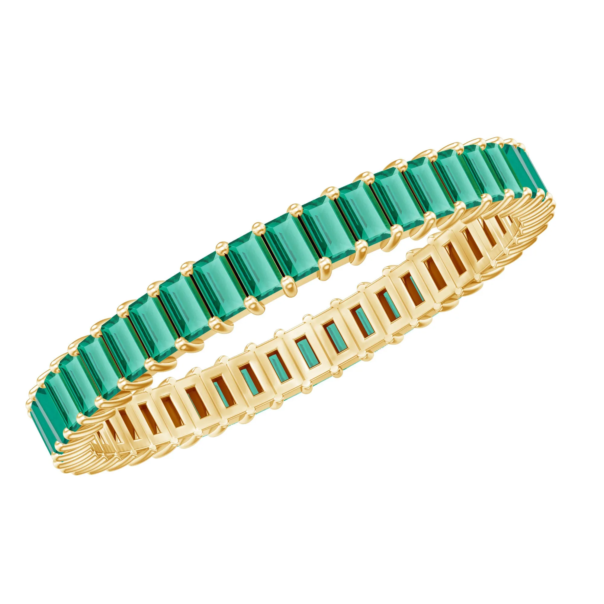 Baguette Cut Lab Grown Emerald Eternity Ring