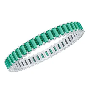 Baguette Cut Lab Grown Emerald Eternity Ring