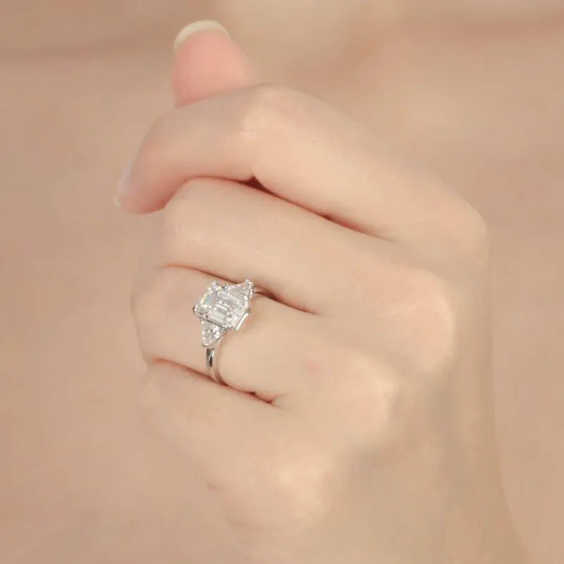 Bailey Petite Emerald Trillion Sides Ring