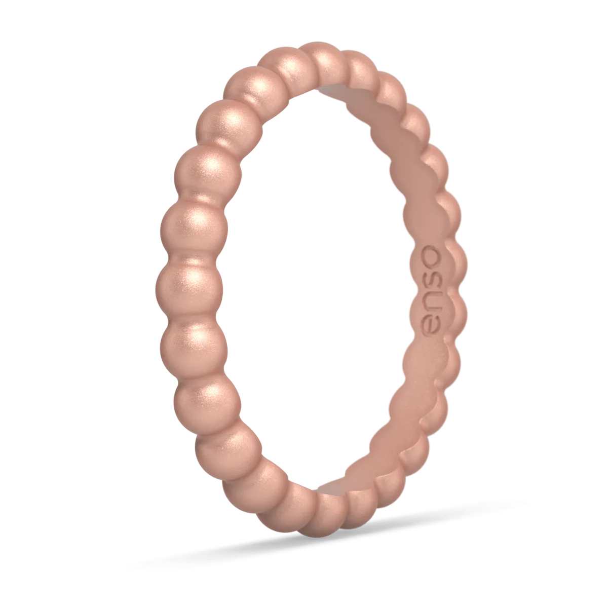 Beaded Stackable Silicone Ring - Metallic Rose Gold