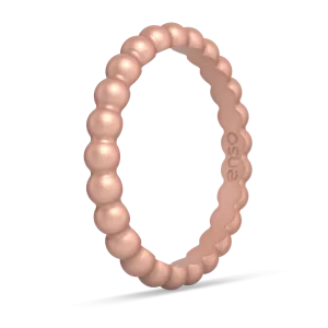 Beaded Stackable Silicone Ring - Metallic Rose Gold