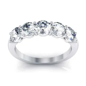 Beautiful 5-Stone Ring with 4.5mm Forever One Moissanite, 1.65cttw