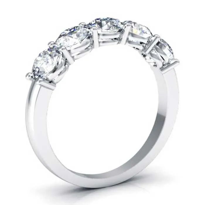 Beautiful 5-Stone Ring with 4.5mm Forever One Moissanite, 1.65cttw