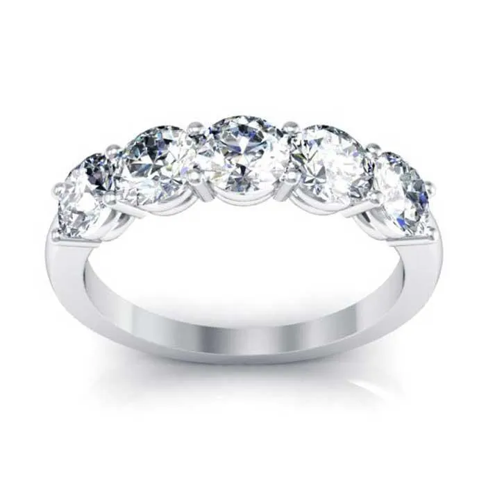 Beautiful 5-Stone Ring with 4.5mm Forever One Moissanite, 1.65cttw