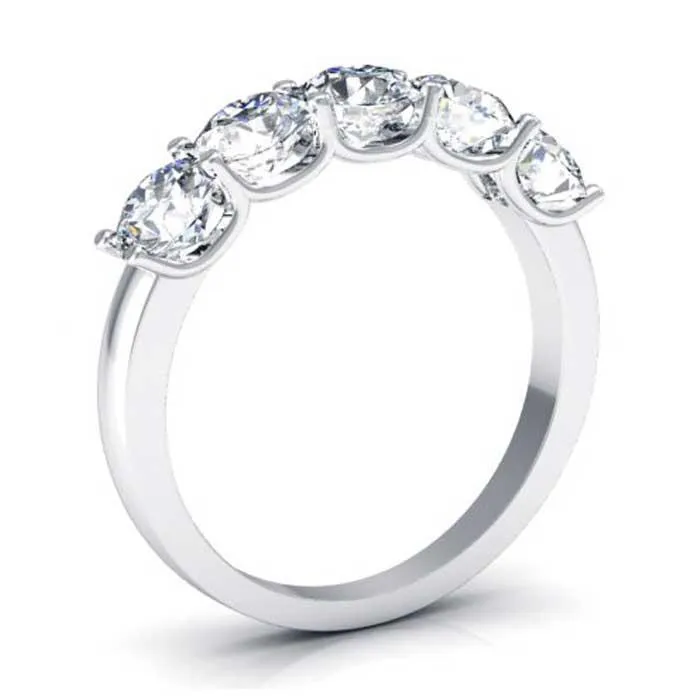 Beautiful 5-Stone Ring with 4.5mm Forever One Moissanite, 1.65cttw