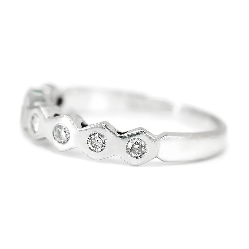 Bezel Set Round Diamond Anniversary Band Stackable 14K