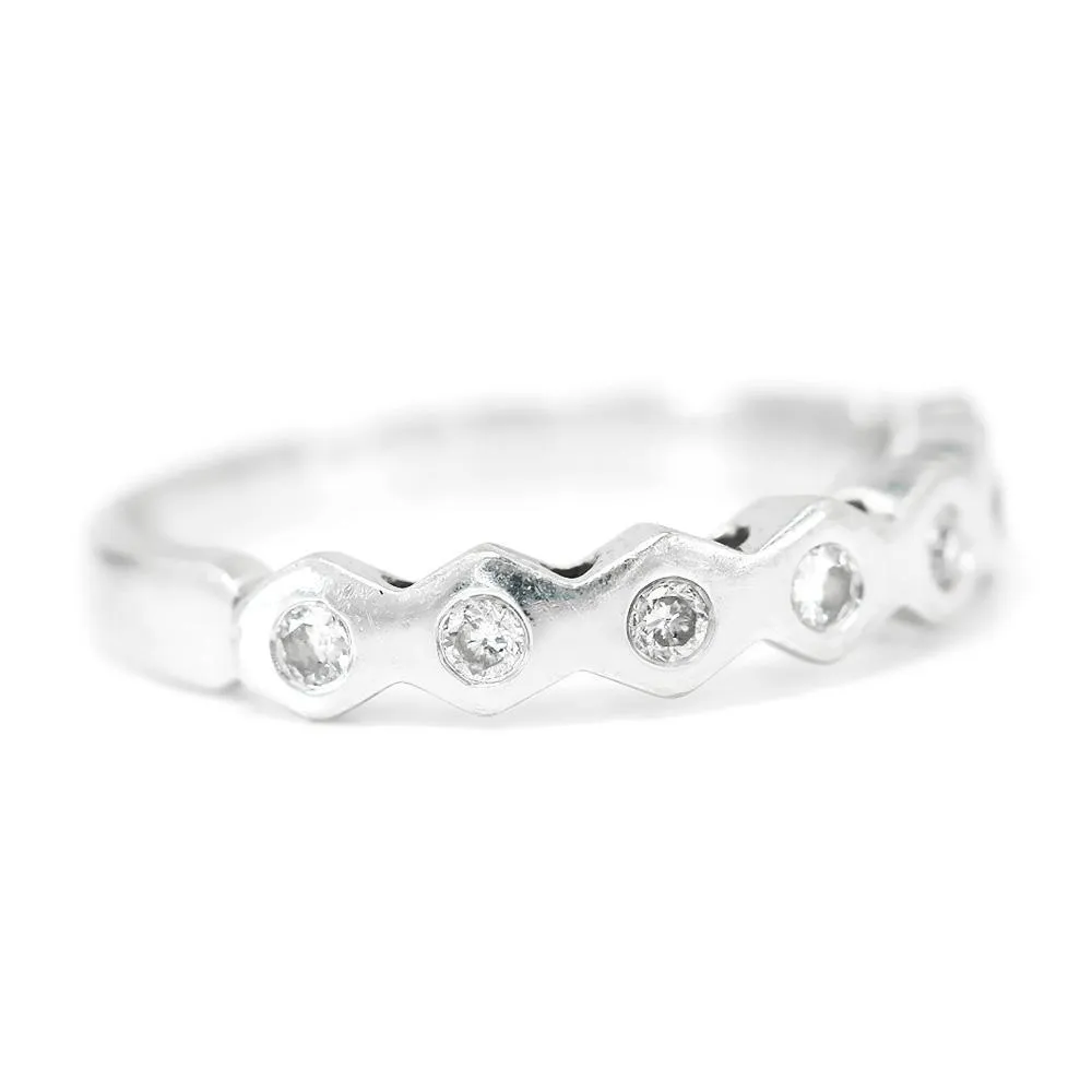 Bezel Set Round Diamond Anniversary Band Stackable 14K