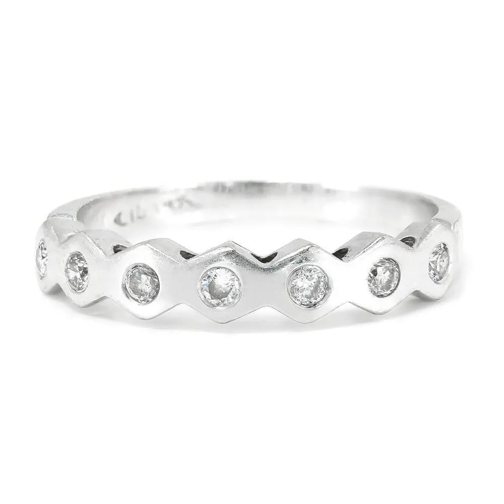 Bezel Set Round Diamond Anniversary Band Stackable 14K