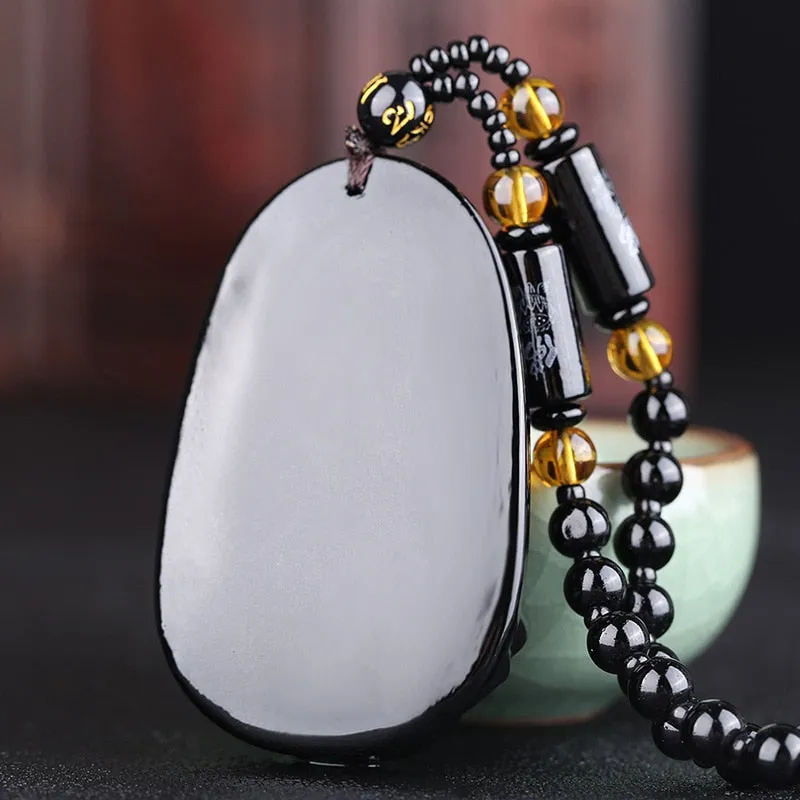 Black Obsidian Buddha Lucky Amulet Pendant