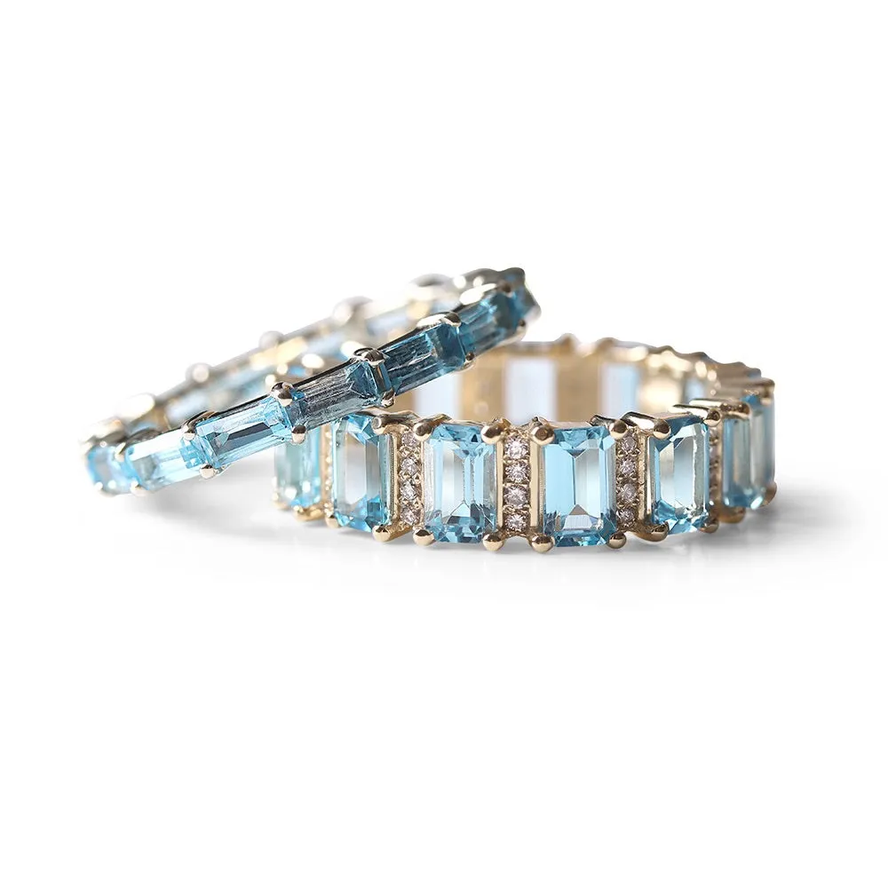 BLUE TOPAZ BAGUETTE ETERNITY BAND