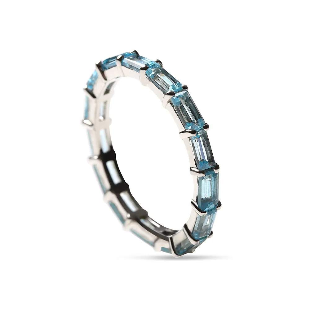 BLUE TOPAZ BAGUETTE ETERNITY BAND