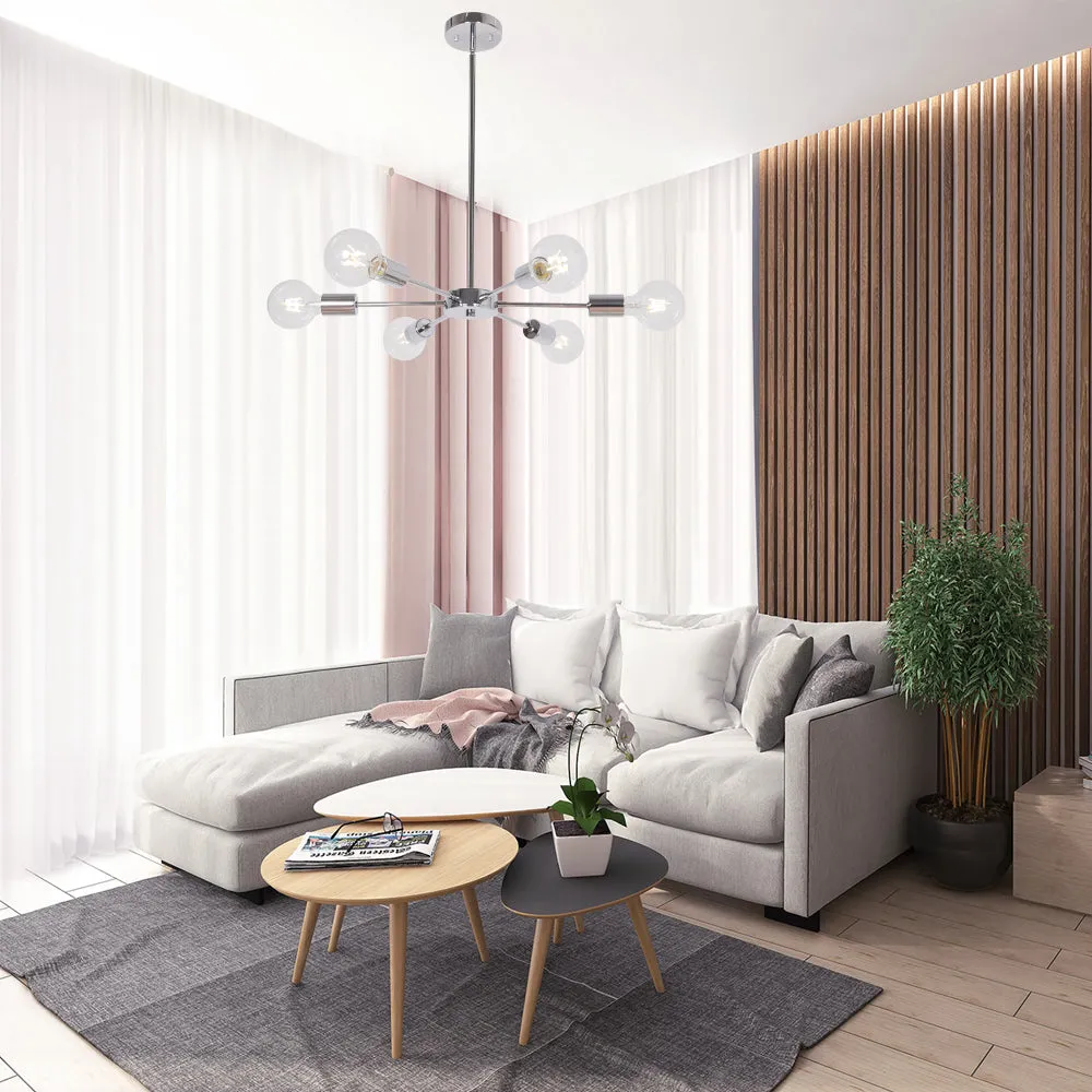 BONLICHT 6 Lights Chrome Sputnik Chandelier