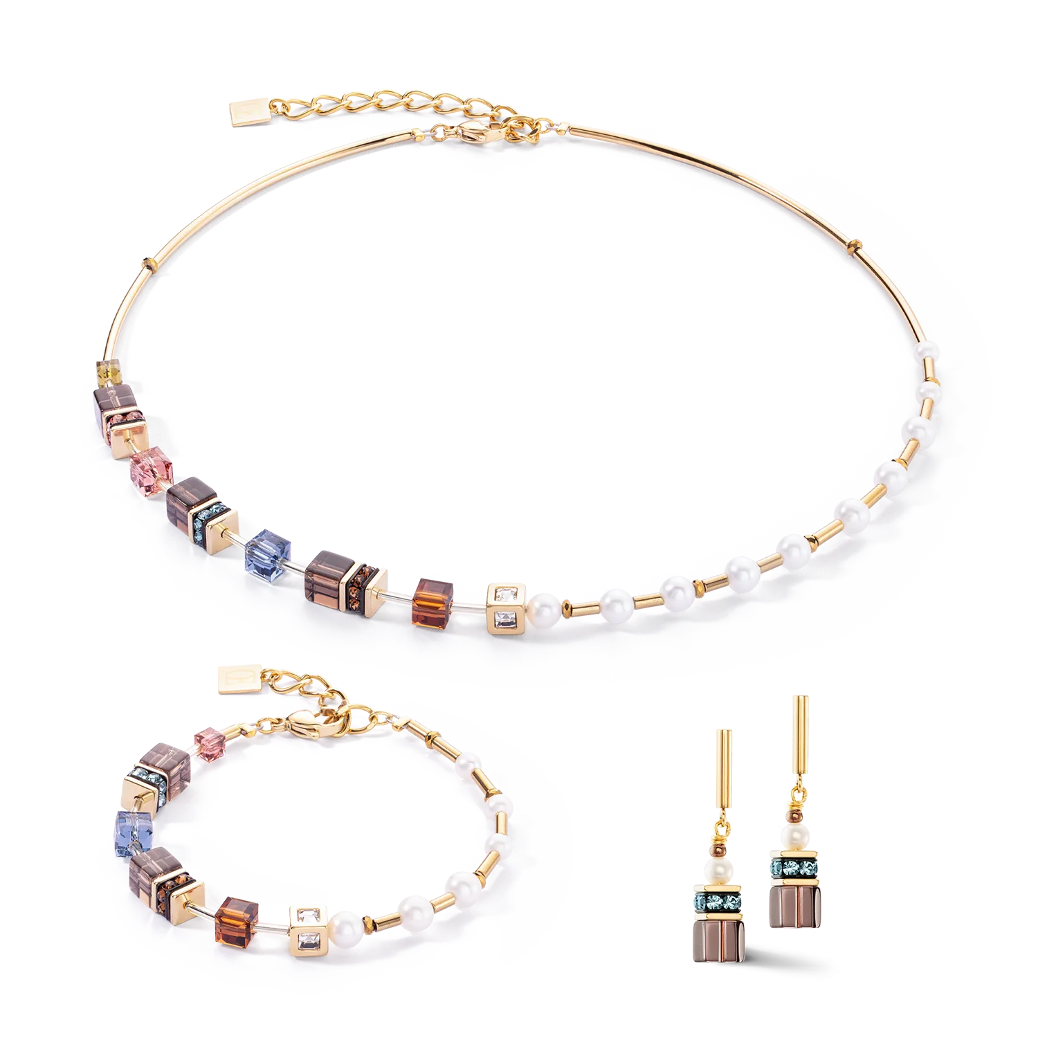 Bracelet GeoCUBE® Fusion Precious Pearl Mix gold-autumn