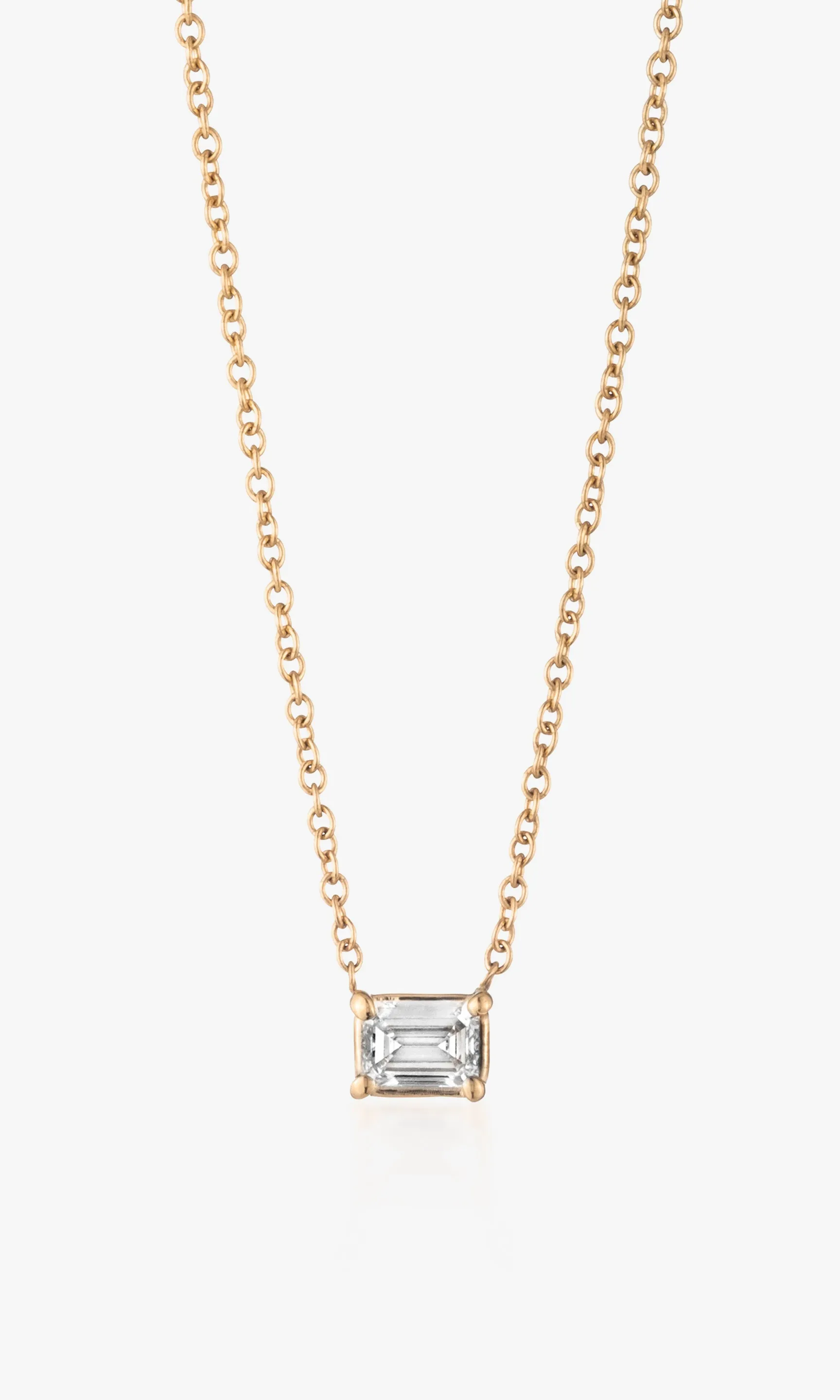 CHERIE EMERALD CUT EAST WEST PENDANT .25 Carat