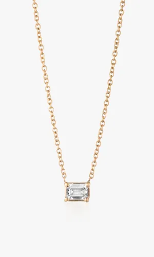 CHERIE EMERALD CUT EAST WEST PENDANT .25 Carat