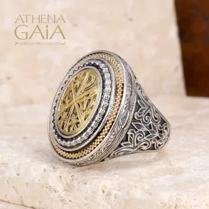 Chi Rho Crosier Oval Locket Ring