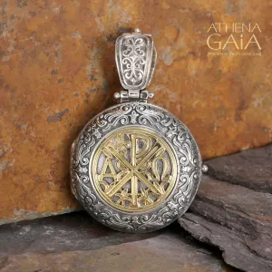 Chi Rho Cross Round Locket