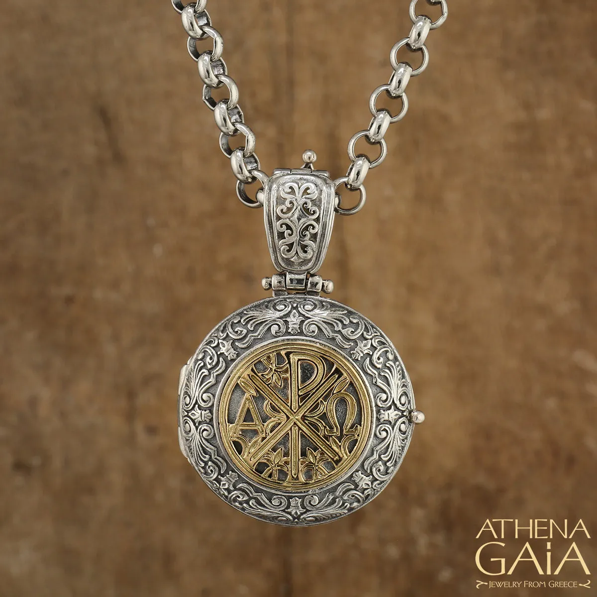 Chi Rho Cross Round Locket
