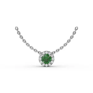 Classic Emerald and Diamond Pendant Necklace