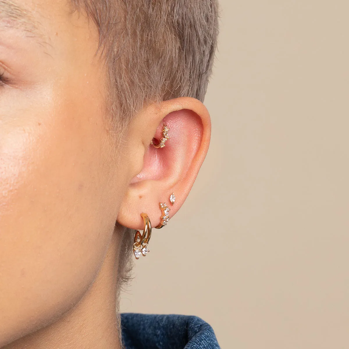 Cluster Topaz Rook Hoop in Solid Gold