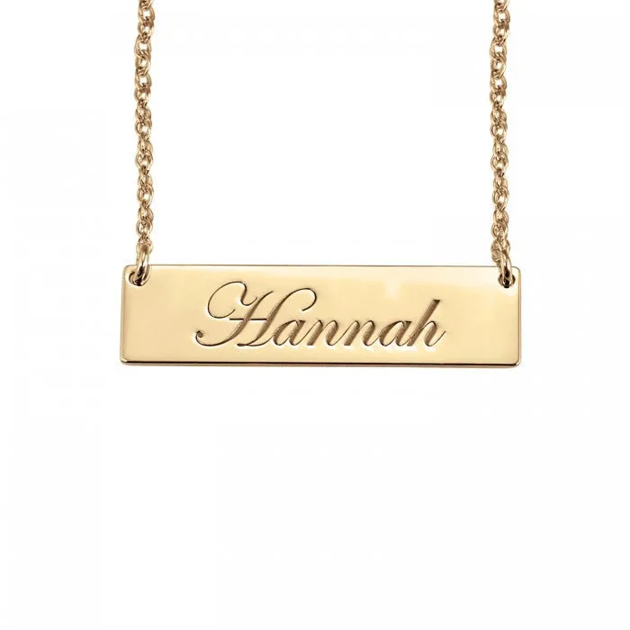 Cursive Name Bar Necklace