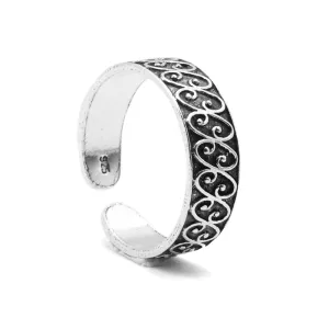 Cursive Silver Toe Ring