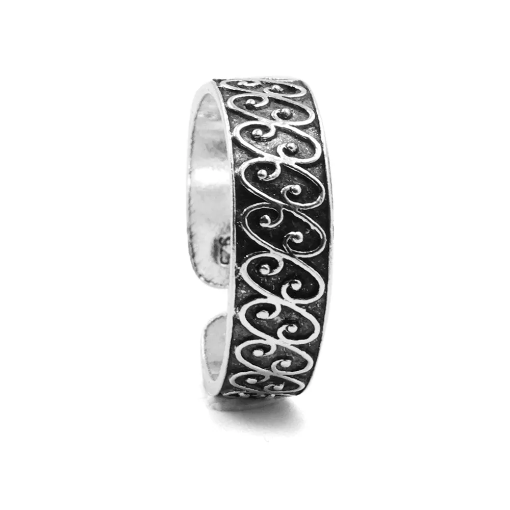 Cursive Silver Toe Ring