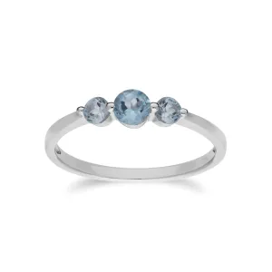 Damen Sterlingsilber Drei Stein Blauer Topas Rund Farbverlauf Ring - Topas