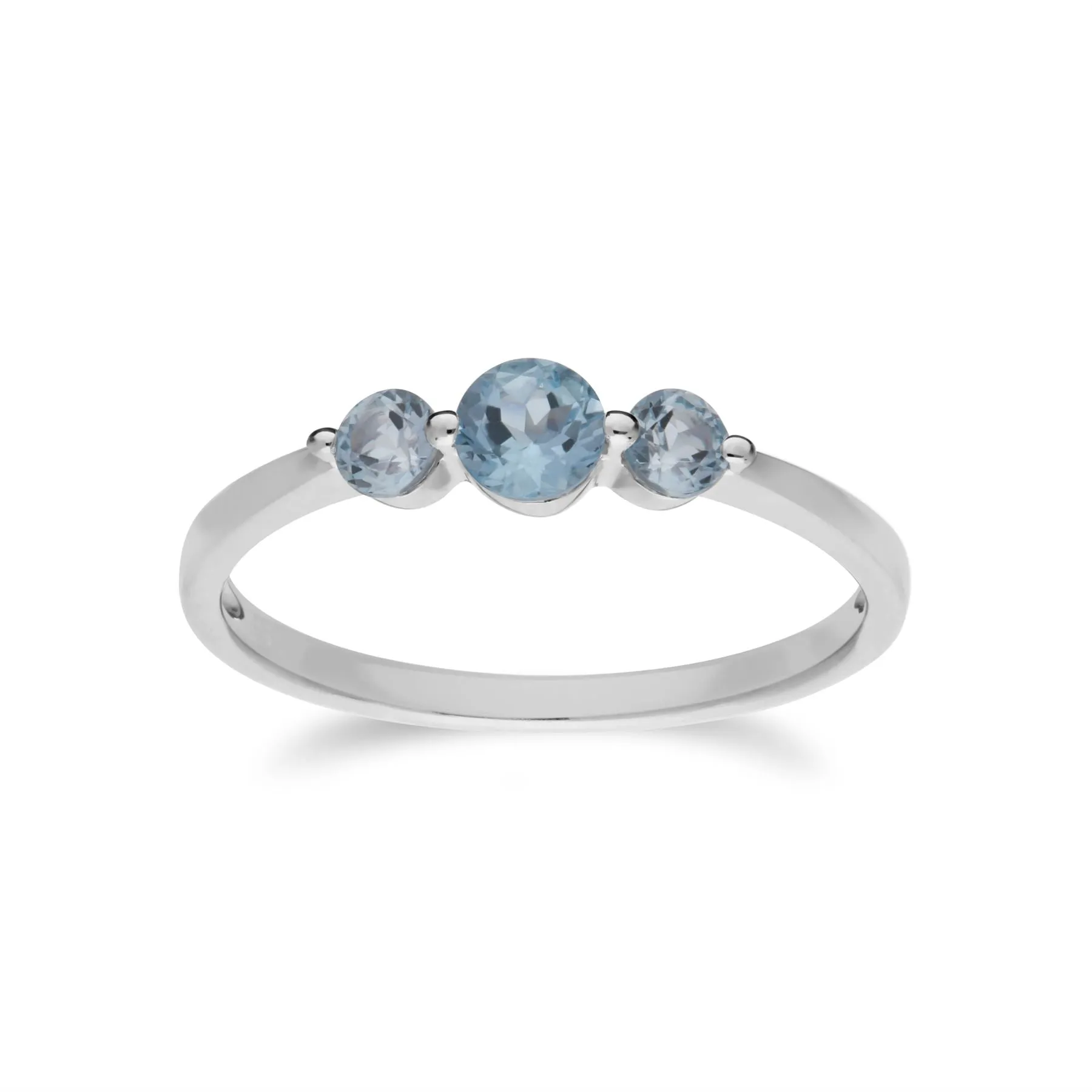 Damen Sterlingsilber Drei Stein Blauer Topas Rund Farbverlauf Ring - Topas