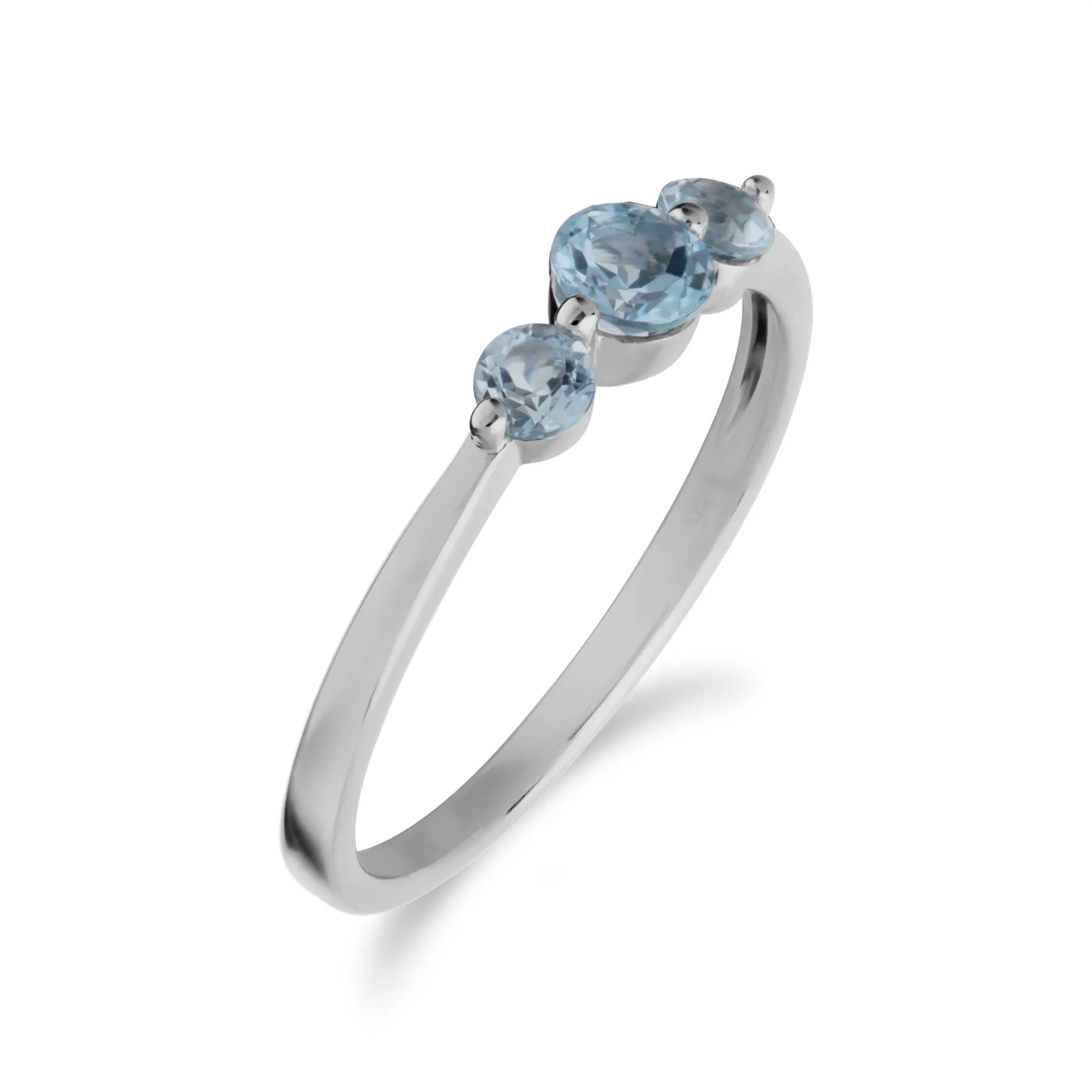 Damen Sterlingsilber Drei Stein Blauer Topas Rund Farbverlauf Ring - Topas