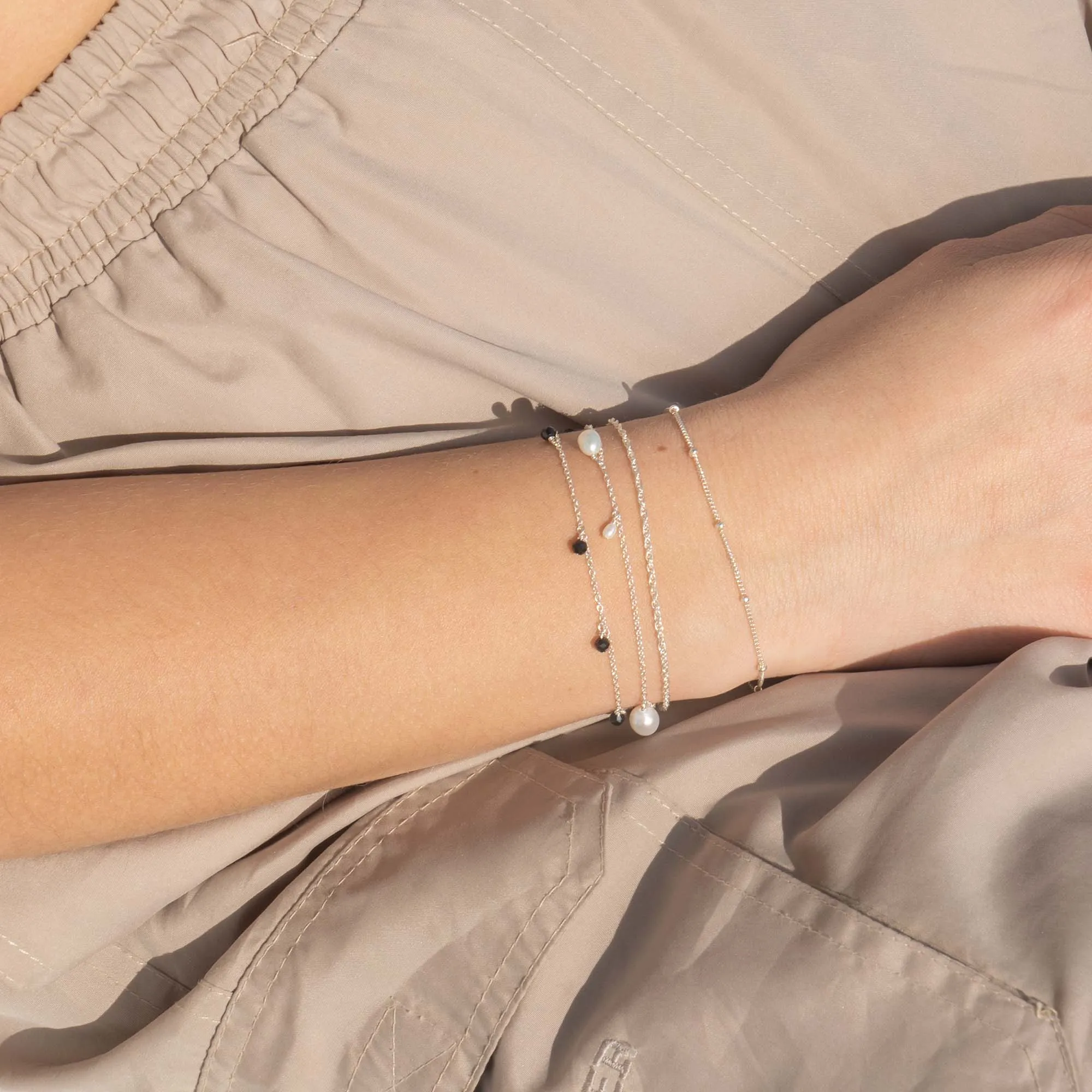 Dangle Cut Pebble gemstone bracelet silver