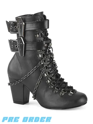 DEMONIA VIVIKA-128 - BLACK VEGAN LEATHER ✰ PRE ORDER ✰