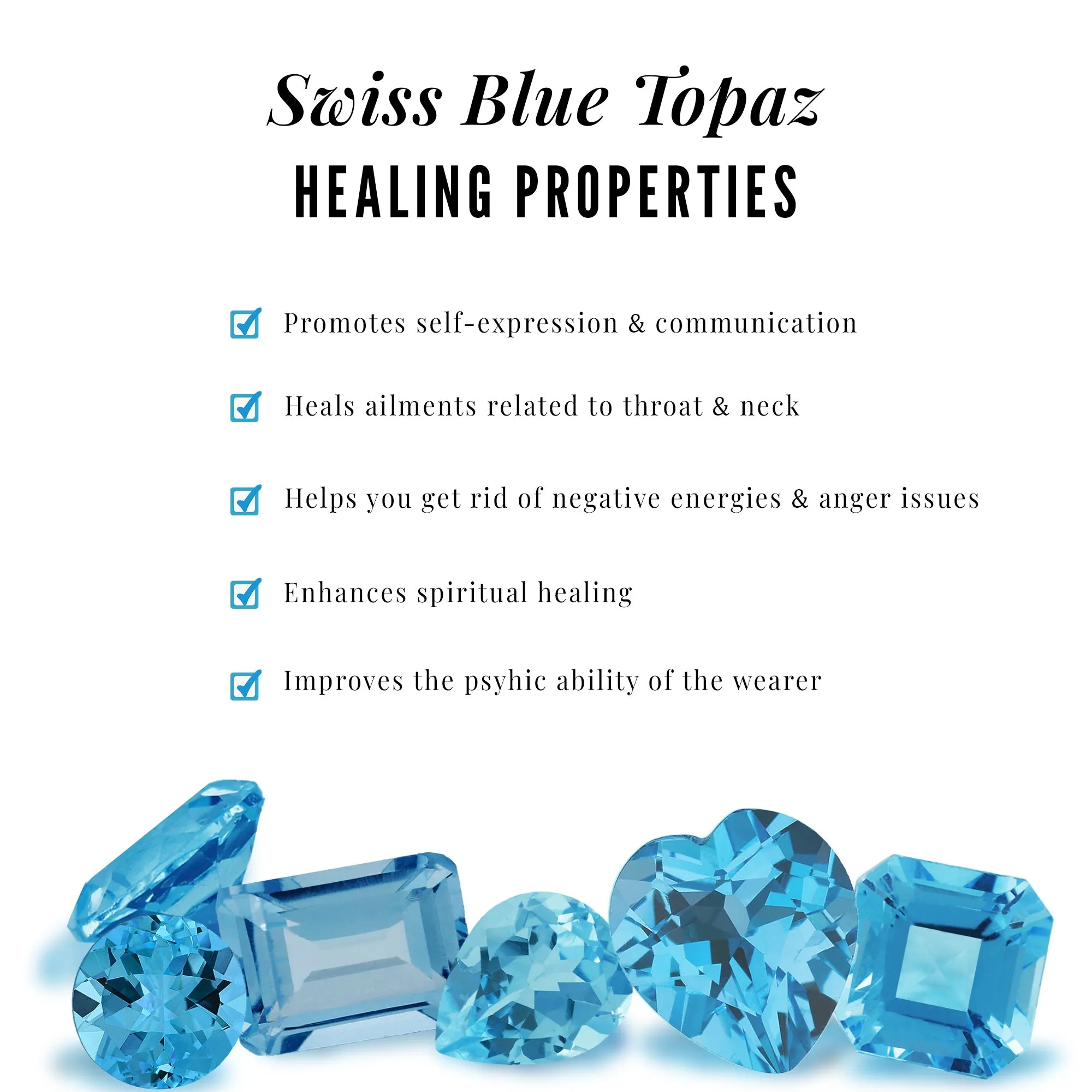 Designer Swiss Blue Topaz Solitaire Engagement Ring with Diamond Accents