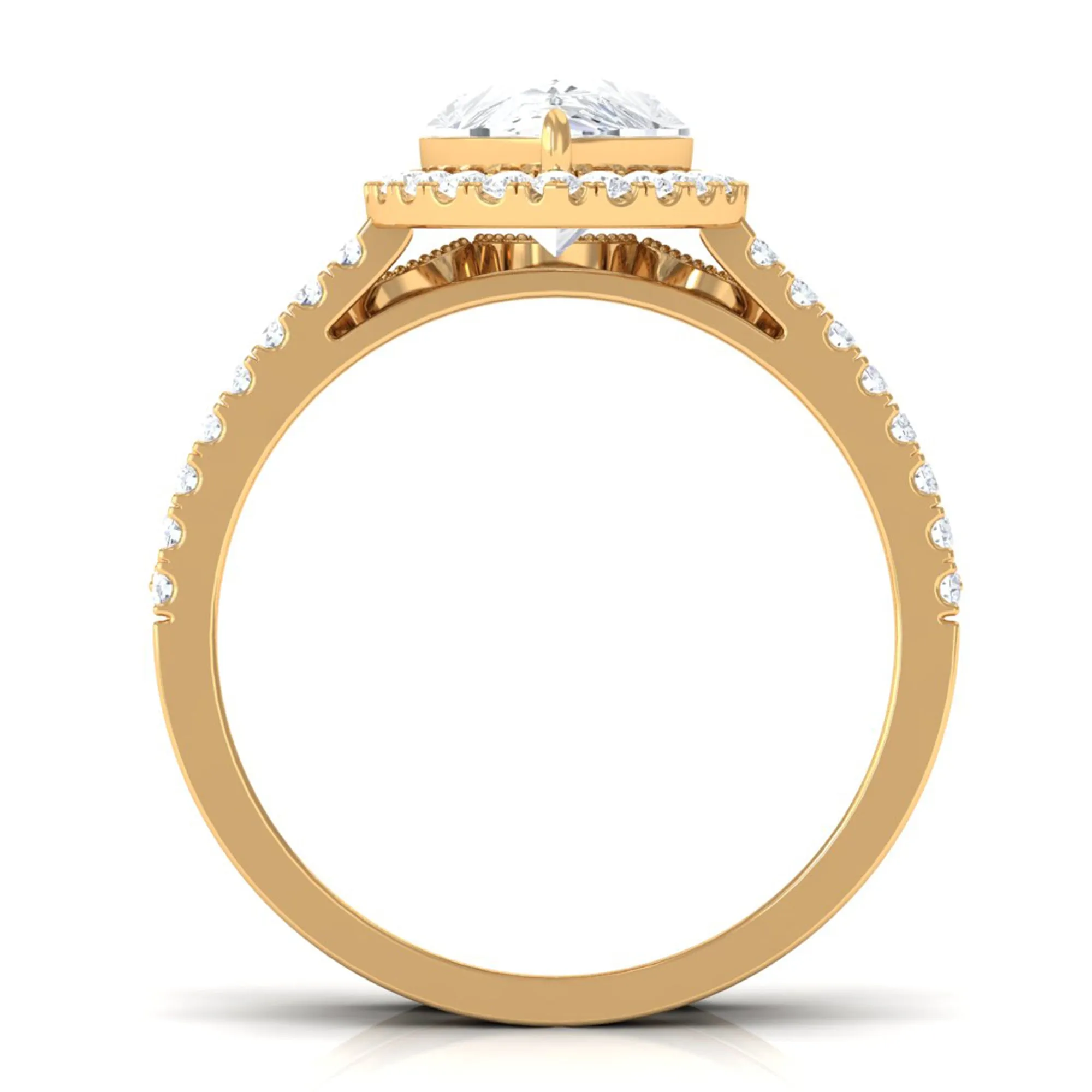 Designer Zircon Teardrop Wedding Ring with Enhancer Band