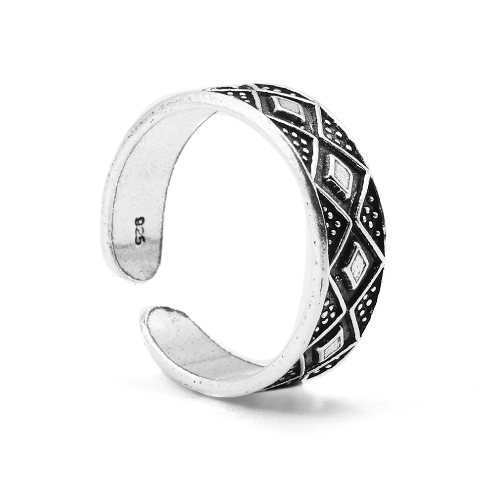 Diamond Silver Adjustable Toe Ring