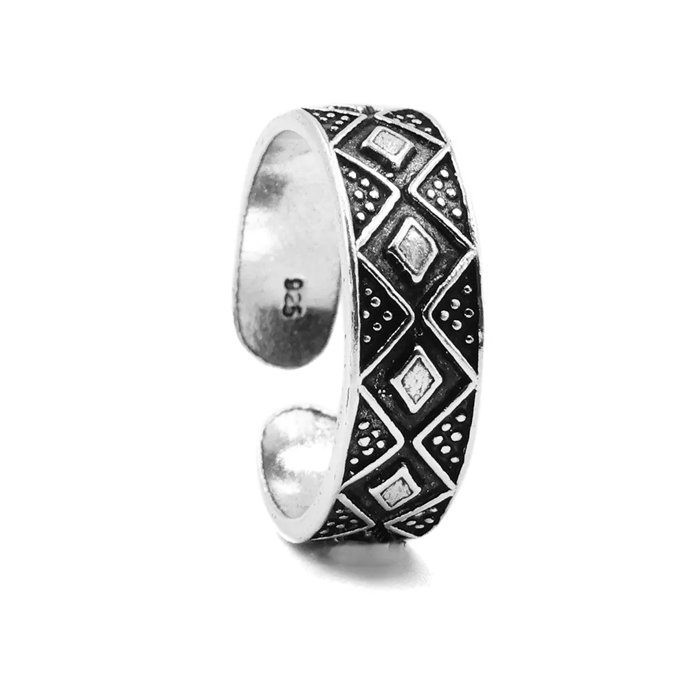 Diamond Silver Adjustable Toe Ring
