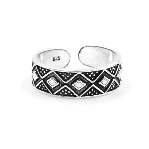 Diamond Silver Adjustable Toe Ring