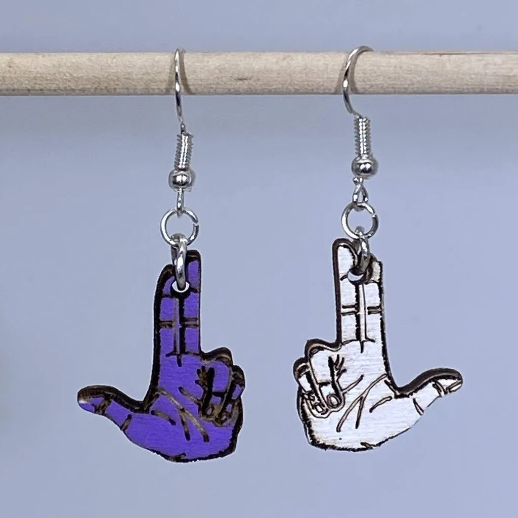 Double Finger Gun Wooden Dangle Earrings by Cate's Concepts, LLC